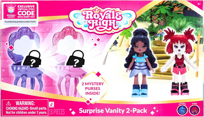 Royale High Surprise Vanity 2-Pack - (2) Series 2 Dolls, (2) Vanities, (2) Additional Wigs, and (2) Mystery Items - Virtual Item Code Included - Ages 5+