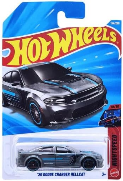 Hot Wheels '20 Dodge Charger Hellcat [Gray] 134/250 Night Speed 10/10 1:64 Scale Diecast Toy Vehicle