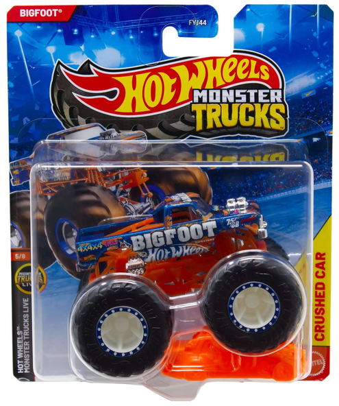 Hot Wheels Monster Trucks Bigfoot Monster Trucks Live 5/8 Diecast Car [Orange Crushed Car]