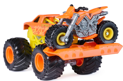 Monster Jam El Toro Loco Monster Truck and Dirt Bike Vehicle 2-Pack, 1:64 Scale