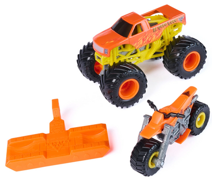 Monster Jam El Toro Loco Monster Truck and Dirt Bike Vehicle 2-Pack, 1:64 Scale