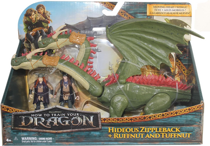 Dreamworks Dragons, How to Train Your Dragon, Hideous Zippleback & Ruffnut & Tuffnut, Viking Action Figures, Toys for Kids Ages 4 and up