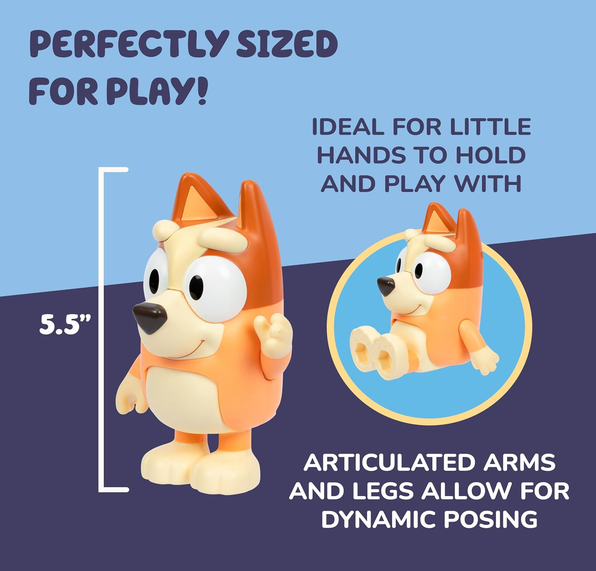 Bluey Talking Bingo Chat Mates Toy, Articulated, Talking Kids Toy with 10 Iconic Phrases, Interactive Play Figure Toys for Kids, Ages 3+