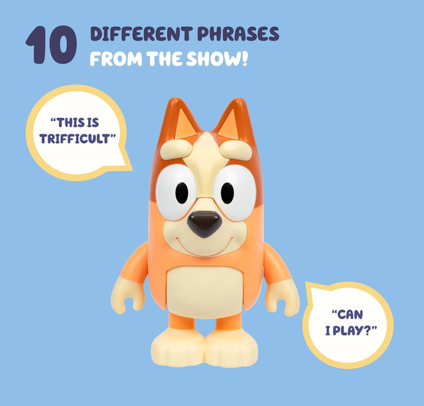 Bluey Talking Bingo Chat Mates Toy, Articulated, Talking Kids Toy with 10 Iconic Phrases, Interactive Play Figure Toys for Kids, Ages 3+