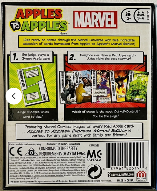 Apples to Apples Express Marvel Comics