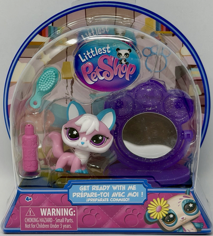 Littlest Pet Shop Get Ready With Me G7 #447 PINK & TEAL FOX Virtual LPS