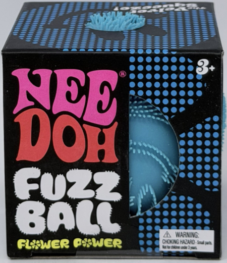BLUE Needoh FUZZ BALL Flower Power Nee Doh Squish Stress Ball NEE-DOH Fuzzball
