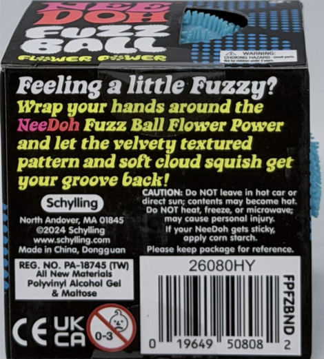 BLUE Needoh FUZZ BALL Flower Power Nee Doh Squish Stress Ball NEE-DOH Fuzzball