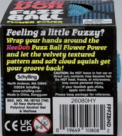 BLUE Needoh FUZZ BALL Flower Power Nee Doh Squish Stress Ball NEE-DOH Fuzzball