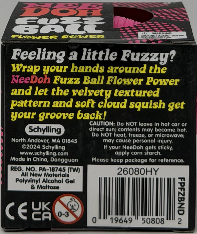 PINK Needoh FUZZ BALL Flower Power Nee Doh Squish Stress Ball NEE-DOH Fuzzball