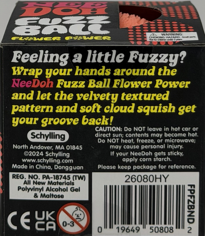 ORANGE Needoh FUZZ BALL Flower Power Nee Doh Squish Stress Ball NEE-DOH Fuzzball