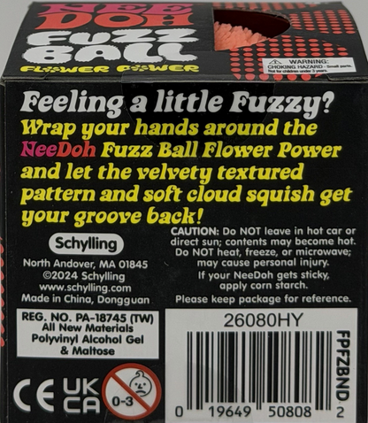 ORANGE Needoh FUZZ BALL Flower Power Nee Doh Squish Stress Ball NEE-DOH Fuzzball