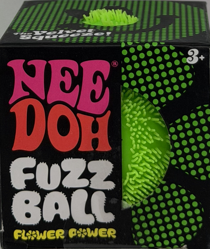 GREEN Needoh FUZZ BALL Flower Power Nee Doh Squish Stress Ball NEE-DOH Fuzzball