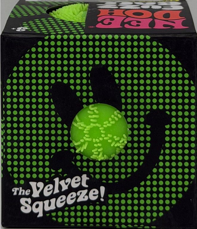 GREEN Needoh FUZZ BALL Flower Power Nee Doh Squish Stress Ball NEE-DOH Fuzzball