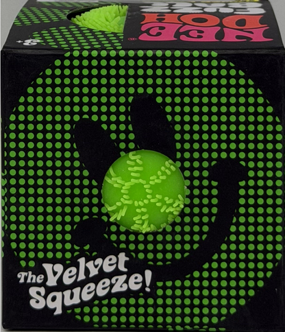 GREEN Needoh FUZZ BALL Flower Power Nee Doh Squish Stress Ball NEE-DOH Fuzzball