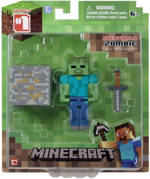 Minecraft Zombie Buildable Figure, 3.25-inch Tall with Accessory