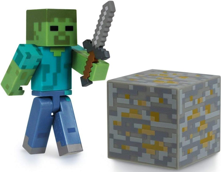 Minecraft Zombie Buildable Figure, 3.25-inch Tall with Accessory