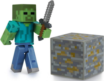 Minecraft Zombie Buildable Figure, 3.25-inch Tall with Accessory