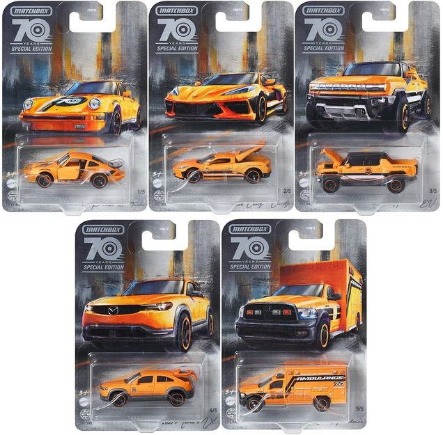 Matchbox 70th Anniversary Special Edition Moving Parts Complete Set of 5 Diecast Vehicles
