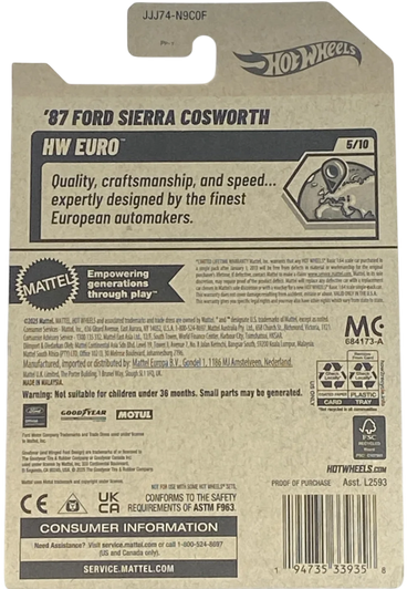 Hot Wheels '87 Ford Sierra Cosworth Pink 116/250 HW Euro Series 5/10