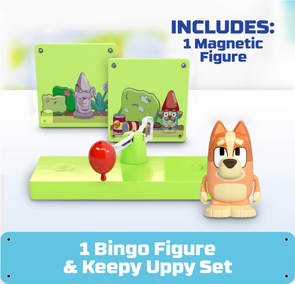 Tile Town Bluey Keepy Uppy Bingo 6-Piece Magnetic Tile Playset, Interactive STEM Magnetic Tiles Toys, Includes Bluey & Bingo Figures, Action Tiles