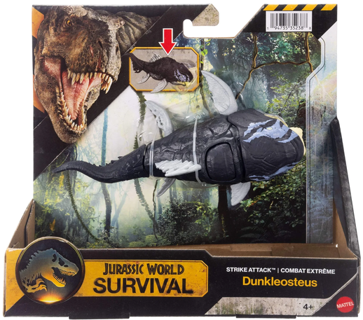 Jurassic World Strike Attack Dunkleosteus Dinosaur Figure, Chomp Action, Posable & Digital Play