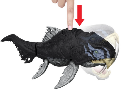 Jurassic World Strike Attack Dunkleosteus Dinosaur Figure, Chomp Action, Posable & Digital Play