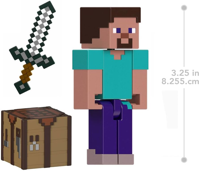 Minecraft Steve Action Figure & Accessories 2-Pack with Steve in 3.25-inch Scale, Collectible Toy Set