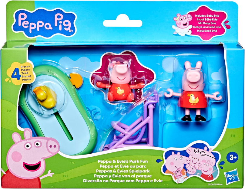 Peppa Pig Peppa and Evie's Park Fun Playset with 2 Figures and 2 Accessories, Preschool Toys for 3 Year Old Girls and Boys and Up