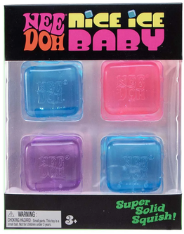 NeeDoh Nice Ice Baby, Satisfying Square Shaped Sensory Toys, (4 Pack Colors May Vary) Children Ages 3+
