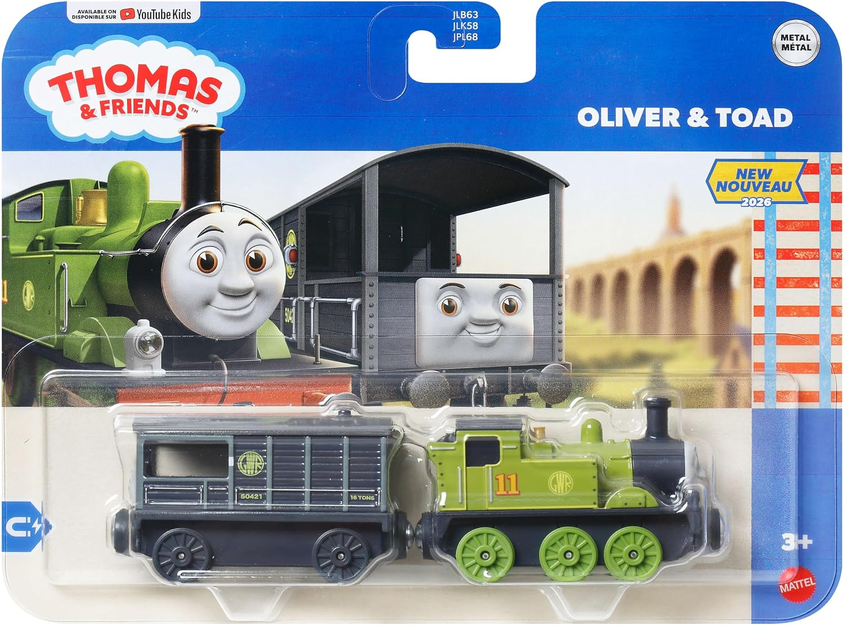 Thomas & Friends by Fisher-Price Die-Cast Oliver Engine & Toad Brake Car, Scrap Yard Escapees