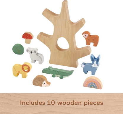 Fisher-Price Preschool Toy Wooden Balance Tree, 10 Wood Pieces for Stacking Developmental Play for Kids Ages 3+ Years