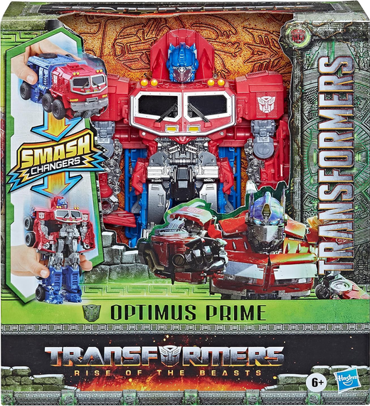 Transformers Toys Rise of the Beasts Movie, Smash Changer Optimus Prime Converting Action Figure for Ages 6 and up, 9-inch