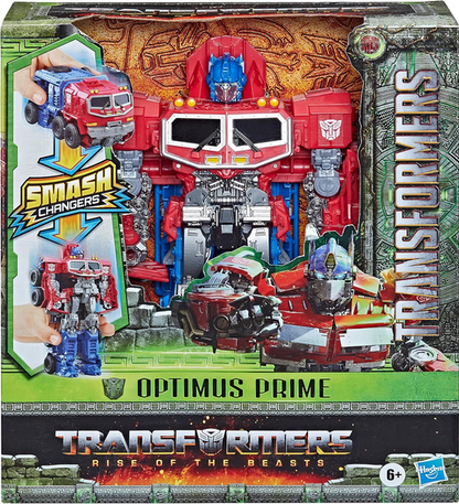Transformers Toys Rise of the Beasts Movie, Smash Changer Optimus Prime Converting Action Figure for Ages 6 and up, 9-inch
