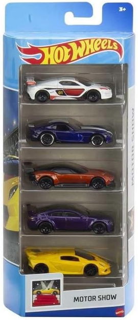 Hot Wheels Motor Show 5-Pack Renault Sport R.S. '01, 2013 SRT Viper, Aston Martin Vulcan, Jaguar XE SV Project 8 & Lamborghini Sesto Elemento
