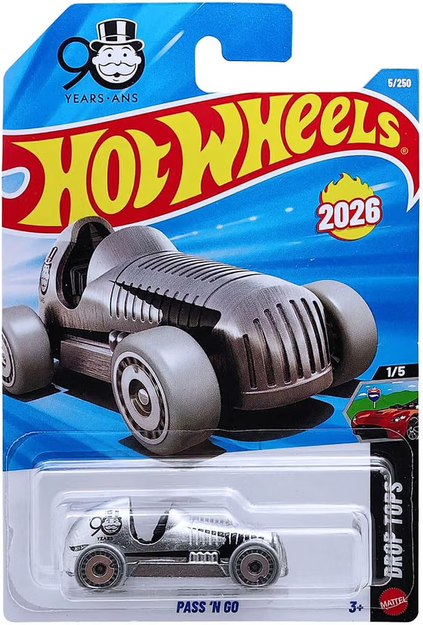 Hot Wheels Pass 'N Go [Silver] Drop Tops 1/5, 5/250 New for 2026! 1:64 Scale Diecast Toy Vehicle