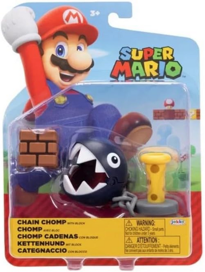 Super Mario 4" Figures Chain Chomp w/Brick Block