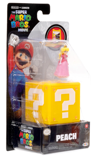 Super Mario Bros Movie Mini Princess Peach Action Figure, with Question Block (1.25")