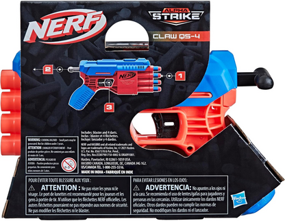 Nerf Alpha Strike Claw QS-4 Blaster 4 Official Nerf Elite Foam Darts