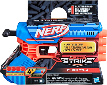 Nerf Alpha Strike Claw QS-4 Blaster 4 Official Nerf Elite Foam Darts