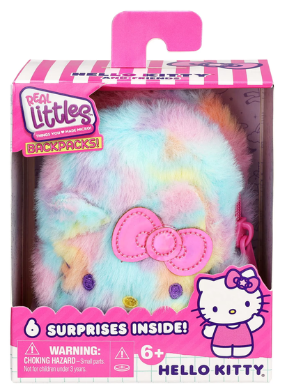 REAL LITTLES Collectible Micro Hello Kitty and Friends Backpack (Pastel Rainbow) with 6 Surprise Accessories Inside!