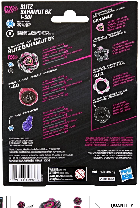 HASBRO Beyblade X Starter Blitz Bahamut BK 1-50I G4572 / CX-13