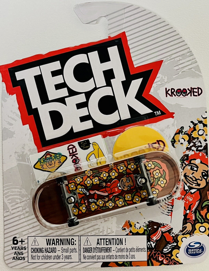 Tech Deck 2022 KROOKED Wood Grain Flower Dude - Fingerboard
