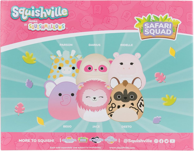 Squishville Safari Squad, Super Soft Mini Squishmallows, Plush Figures, Pack of 6