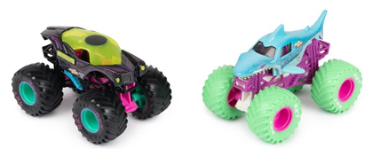 Monster Jam, 2-Pack Neon 1:64 Nitro Monster Trucks, Alien Invasion Vs. Megalodon