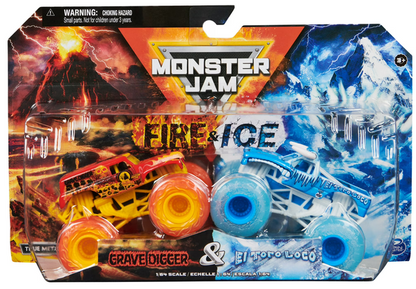 Monster Jam Official Fire and Grave Digger and El Toro Loco Die-Cast Monster Trucks