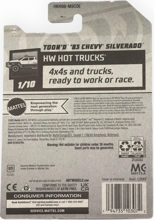 Hot Wheels Toon'd '83 Chevy Silverado [Blue] 93/250 HW Hot Trucks 1/10