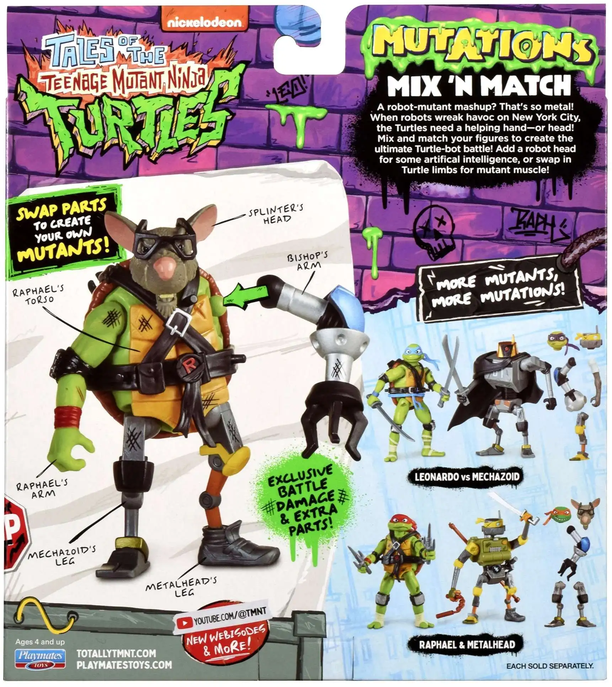 Teenage Mutant Ninja Turtles Tales of the TMNT Mutations Mix 'N Match Raphael & Metalhead Action Figure 2-Pack