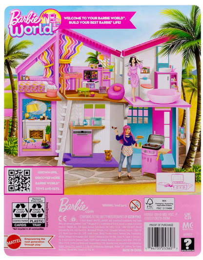 Barbie World Toy BBQ Grill Playset with 7 Dollhouse Accessories Including Grill with Working Lid & Food
