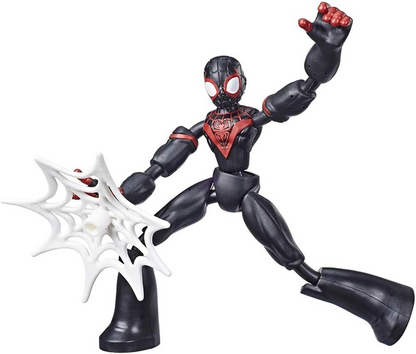 Marvel Spider-Man Bend and Flex Miles Morales Action Figure Toy, 15-cm Flexible Figure, Includes Web Accessory, for Children Aged 6 and Up